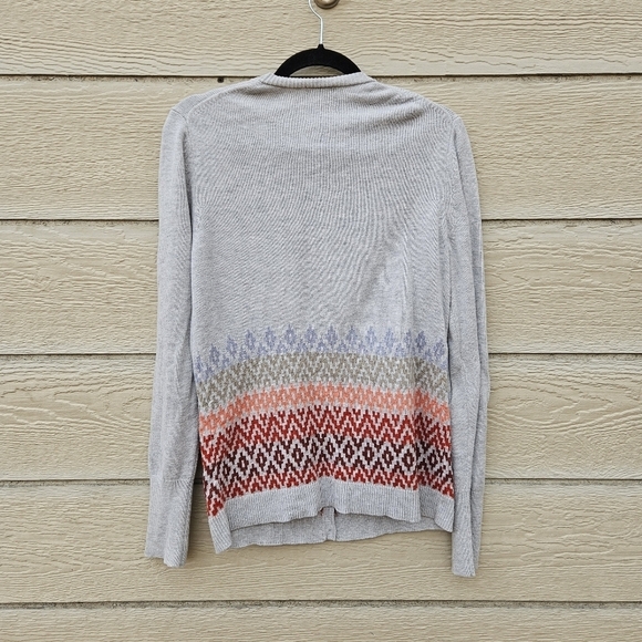 Eddie Bauer Christine Fair Isle gray cardigan with mohair large - Picture 2 of 6